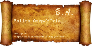 Balics Aszpázia névjegykártya